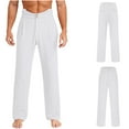 thumbnail image 2 of Aislor Men's Latin Ballroom Dance Pants Professional Jazz Modern Perfomance Trousers White L, 2 of 7