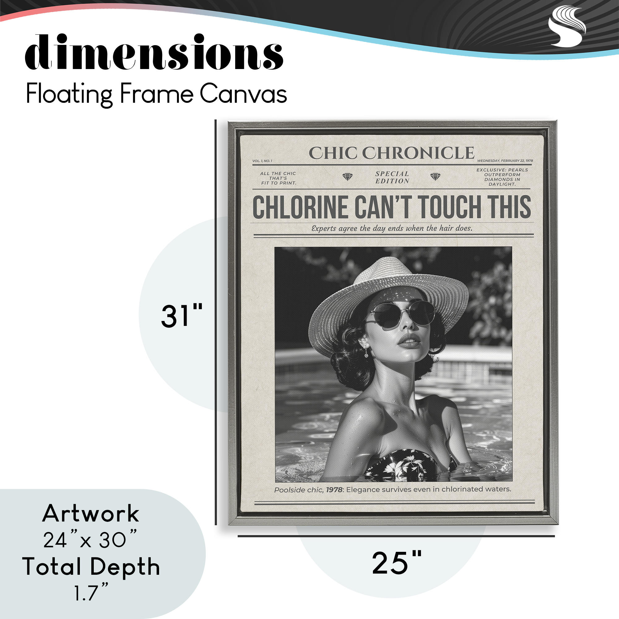 Chic Chronical Vintage Magazine Gray Framed Floater Canvas Wall Art, design by A Barefoot Stylist
