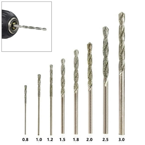 8Pcs Diamond Coated Drill Bits Set Needle Hss Polishing Power Tools For Glass