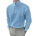 thumbnail image 1 of Aqestyerly Hauts pour Hommes Chemise Décontractée Unie Col en V Manches Longues Col Roulé, 1 of 6