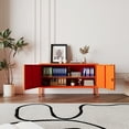 thumbnail image 5 of Wide Metal Locker Accent Storage Cabinet Bedroom Lockable TV Stand 2 Doors Home Multifunction Storage Cabinet Orange Size: 24”H x 39.4”W x 15”D, 5 of 7
