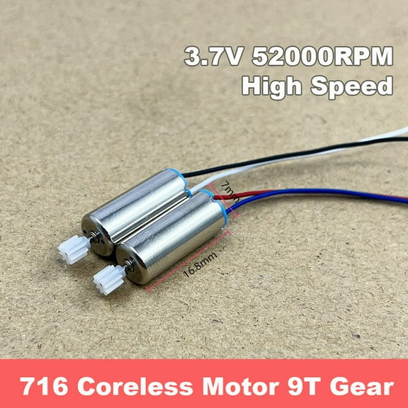 Mini 7mm * 16mm CW CCW coreless motor DC1. 5v-4. 2v 3v 3.7V 52000rpm high speed micro 716 electric engine with 9T teeth plastic gear