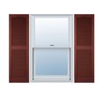 thumbnail image 1 of 14 1/2"W x 64"H Lifetime Vinyl, Custom Cathedral Top Center Mullion, Open Louver Shutters, w/Shutter-Loks (Per Pair), Burgundy Red, 1 of 12