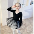 thumbnail image 5 of Gymnastics Leotards for Girls Ballet Dance Dress Long Sleeve Solid Bodysuit Tops Polka Dot Tutu Skirt Set Teen Girl Clothes Black 3-4 Years, 5 of 5