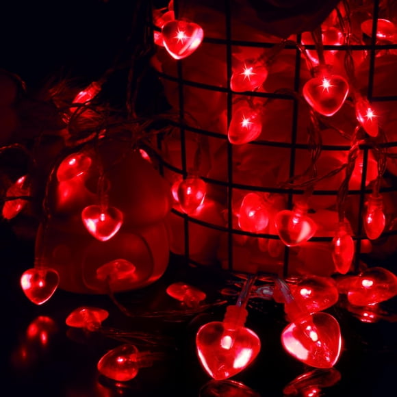 Luditek Guirlande Lumineuse en Forme de Cœur 14.7 Pieds 40LED Décorations de la Saint-Valentin pour Intérieur Extérieur Maison Fête Mariage