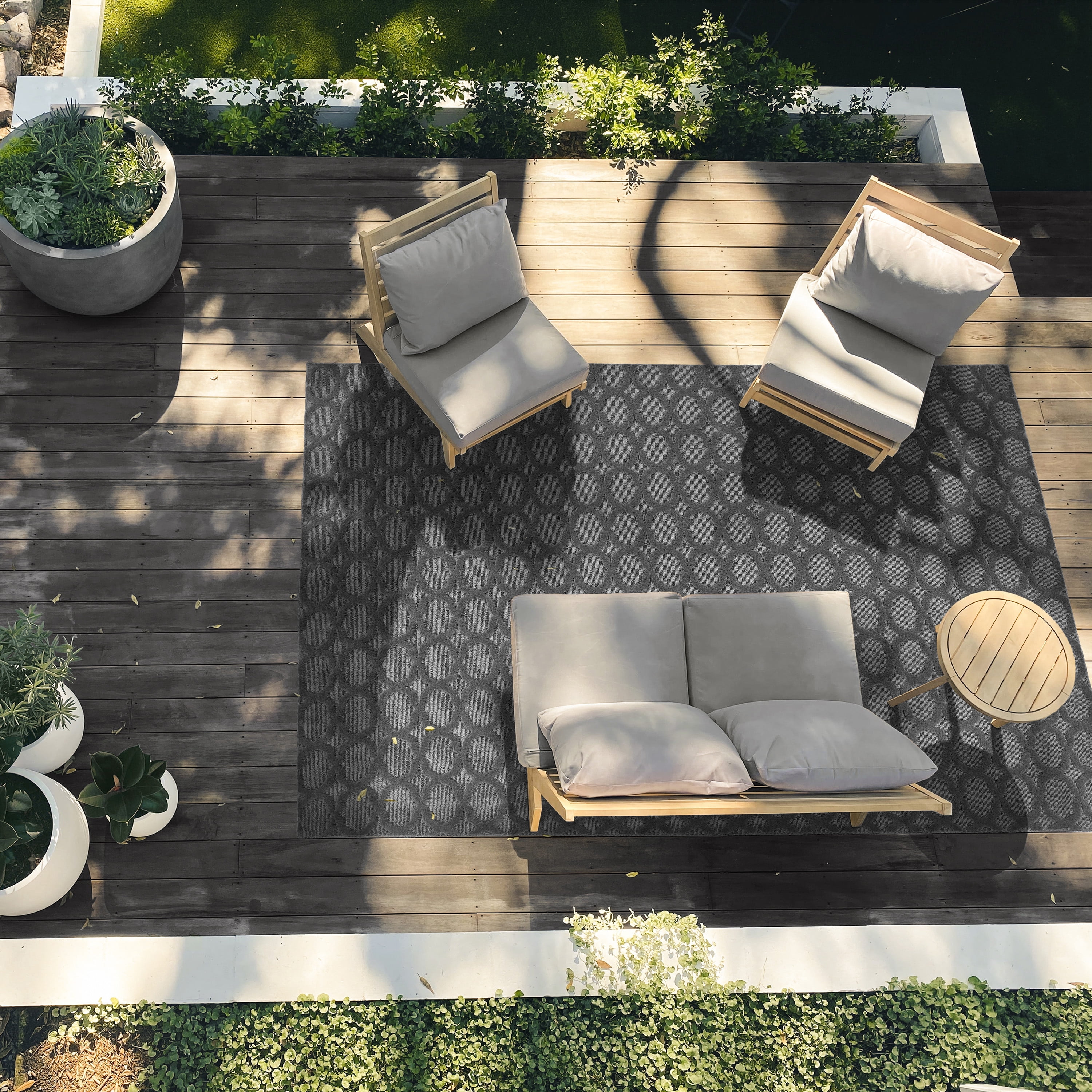 Garland Rug Garden Trellis Polypropylene Cinder Gray Indoor/Outdoor Area Rug, 9' x 12'