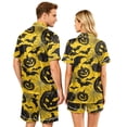 thumbnail image 5 of IYYVV Halloween Matching Pajamas For Couples Casual Pumpkin Silk Satin Sleepwear Short Sleeve Button Down 2 Piece Lounge Set Yellow XL, 5 of 5