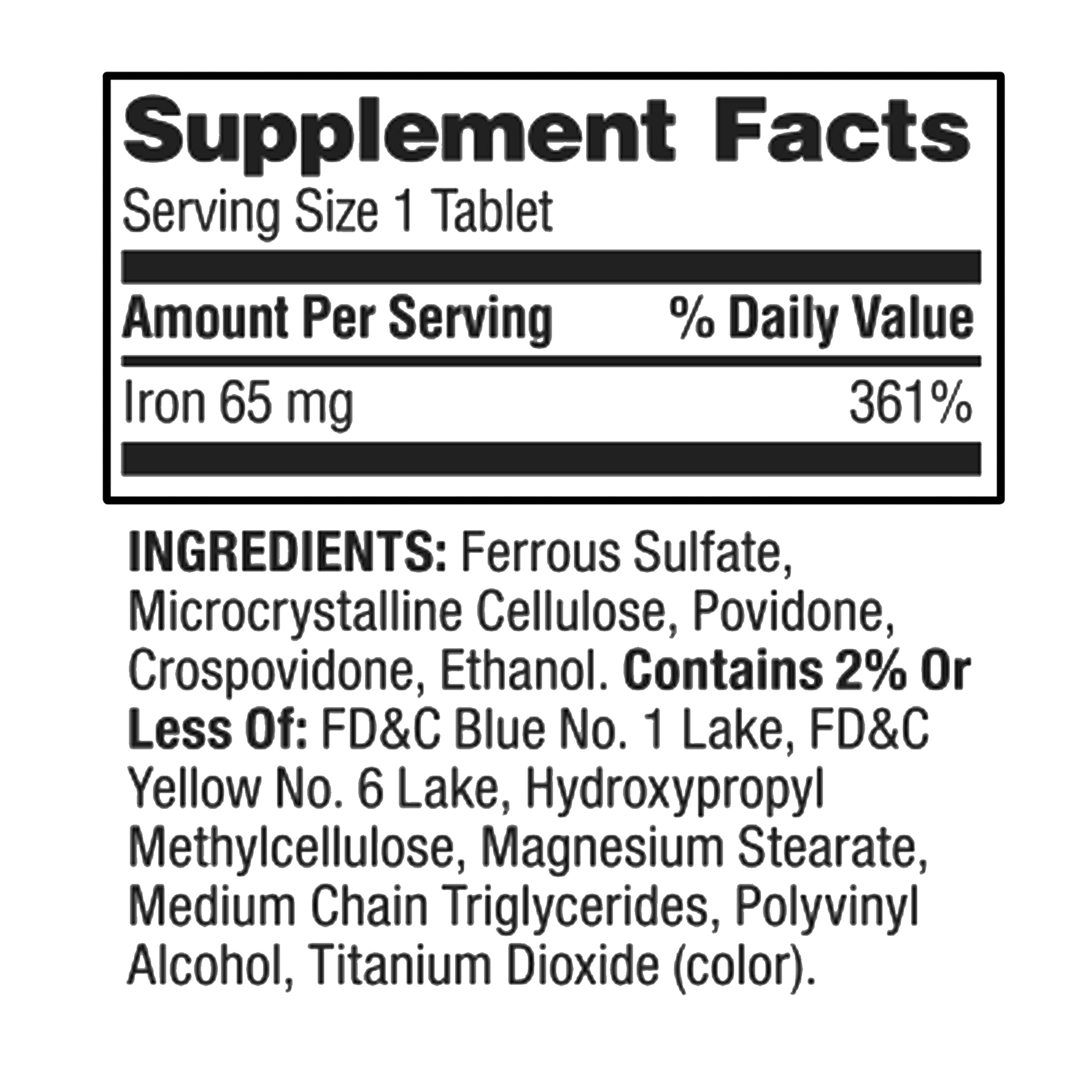Spring Valley Iron General Wellness Dietary Supplement Tablets Twin Pack, 65 mg, 200 Count