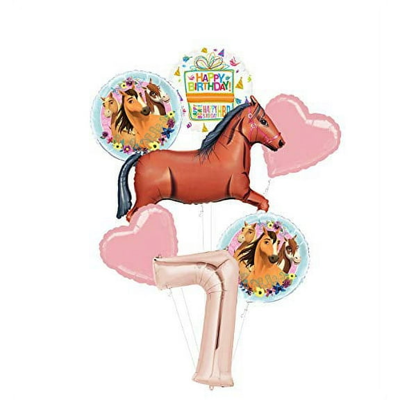 Mayflower Products Spirit Riding Free Party Supplies 7th Birthday Brown Horse Balloon Bouquet Decorations
