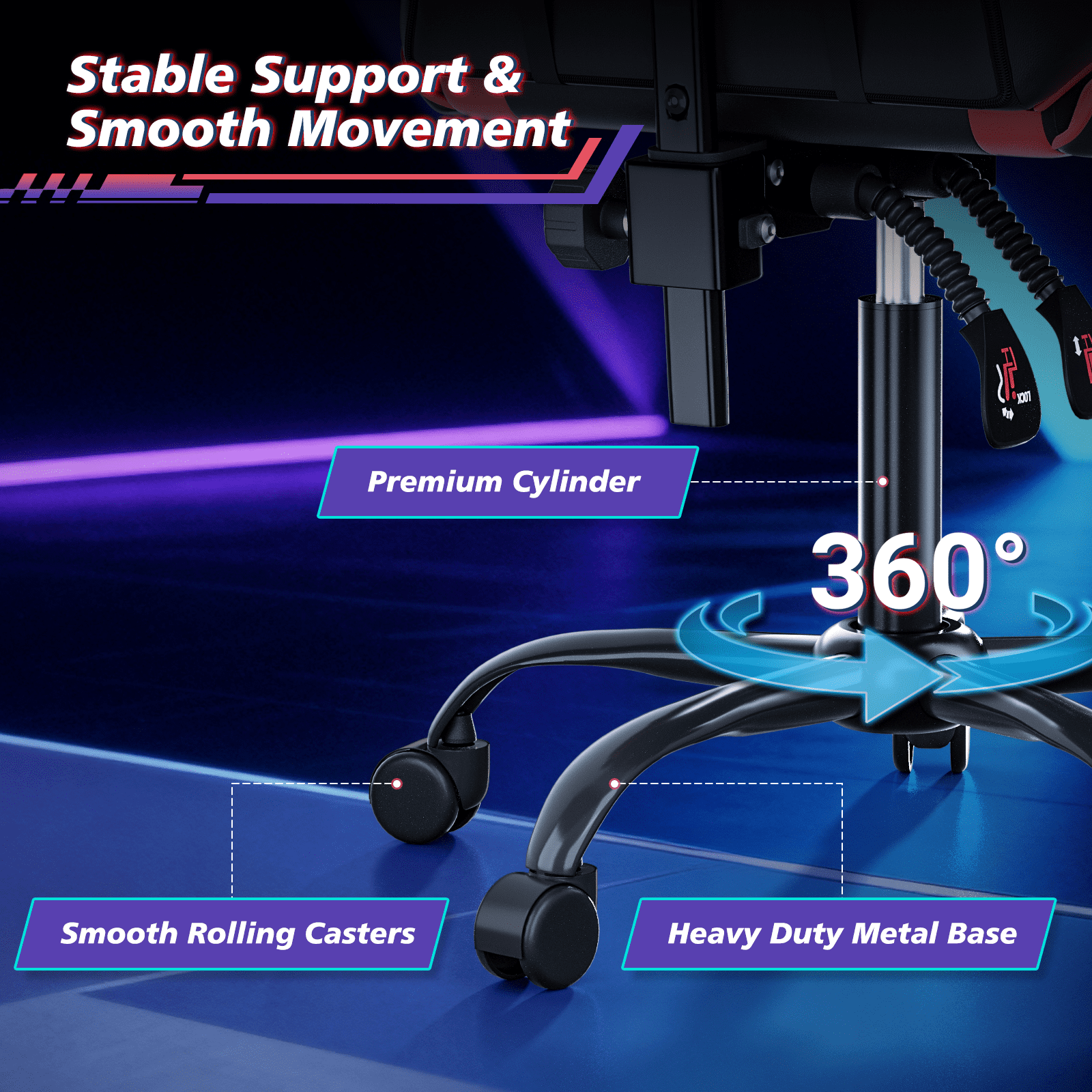 Magshion Ergonomic Gaming Chair with Headrest, Lumbar Support & Footrest - Adjustable Reclining Computer Chair for Adults, High Back Office Desk Chair, 350lbs Capacity， Red