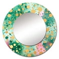 thumbnail image 2 of Designart "Rhythmic Waters in Green and Gold III" Modern Green Large Round Mirror - Round Mirror Wall Décor - Glam Round Printed Mirror 29" x 29" Inch, 2 of 5