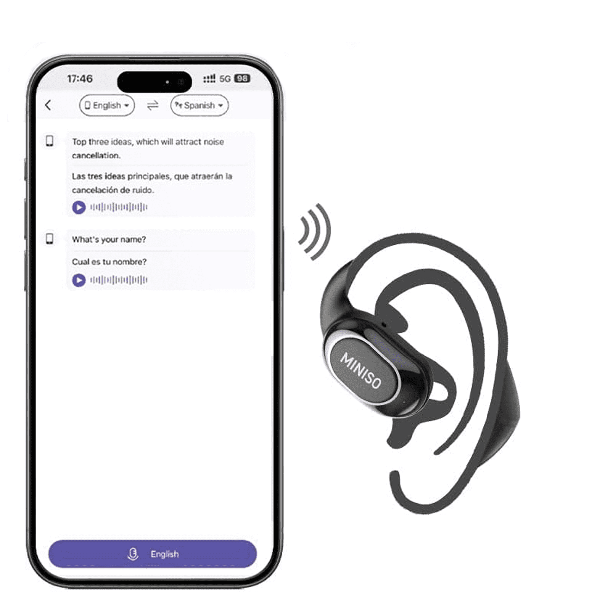 MINISO MS156 AI Translation Earbuds True Wireless OWS Open Ear Earbuds HiFi Stereo Bluetooth Sports Headphones