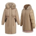 thumbnail image 2 of Winter mid-length warm zipper coat fur collar padded jacket, 2 of 2