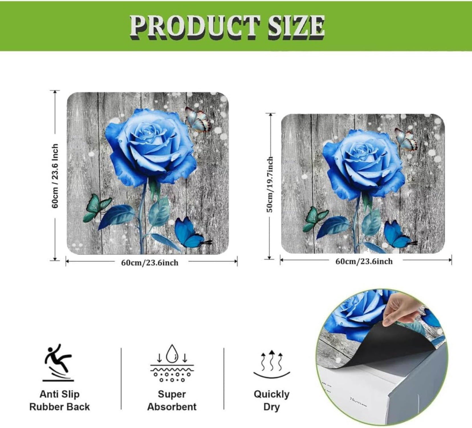 Flowers Washer Dryer Top Cover Mat Dust Cover Pad for Washer Dryer,Creative Anti-slip Washing Machine Top Protector Mat for Laundry Room (Laser Gilding, 23.6" x 19.7")
