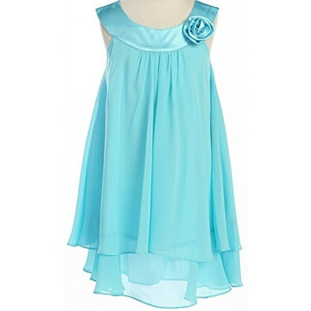 Big Girls' Girls Dress Kids Chiffon Layered Pageant Wedding Party Easter Flower Girl Dress Aqua 10 (K25D5)