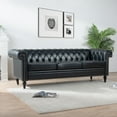 thumbnail image 2 of Chesterfield 3 Seaters Faux Leather Sofa, Upholstered Button Tufted Couch with Nailhead Trim Square Arms Removable Cushions and Solid Wood Legs, for Living Room Office Apartment, 2 of 16