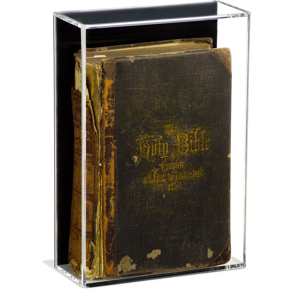 Deluxe Acrylic Book Display Case with Black Back Wall Mount (A051