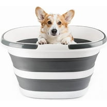 28L Large Collapsible Mop Bucket with Handle for Cleaning, Silicone Portable Pet Bathtub for Puppy Small Dogs Cats, Foldable Laundry Basket Hamper Clothes Storage Bin Space Saving Design for RV Home