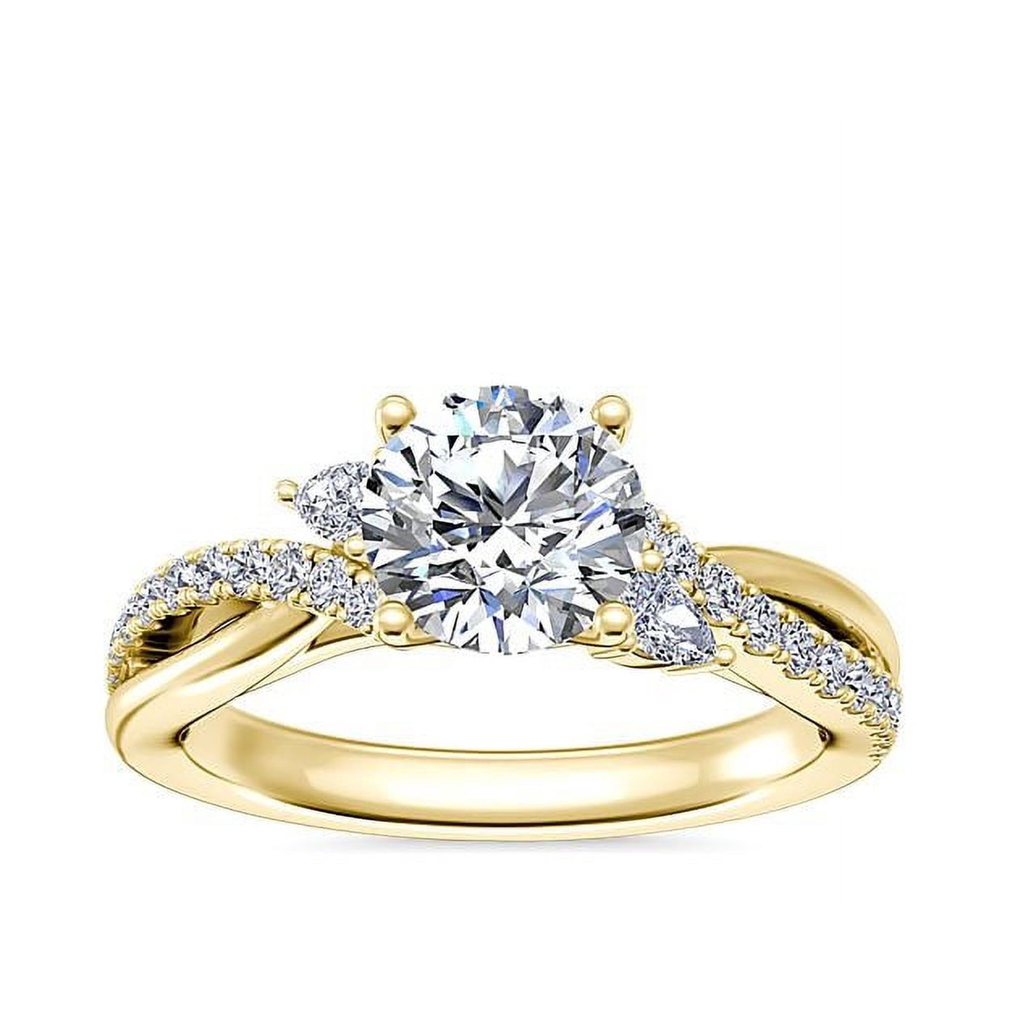 Diamond-Capitals IGI Certified 2.35 Carat Shiny Round Shape Lab Grown Diamond (E/VVS2) Solitiare Wedding Ring For Her Solid 14K Yellow Gold Size 4