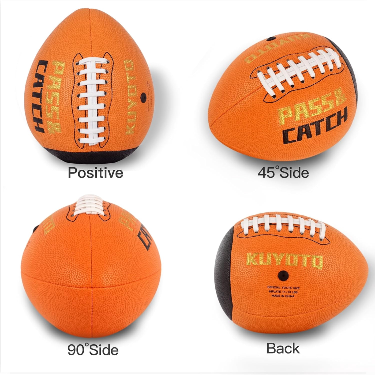 PassCatch Training Football, Peewee Size(Ages 3-9) Kids/Youth (Ages 7-13) Official Size(Ages 13+), Fatherless Bounce Back Leather Football Improving Enhance Solo Passing Catching Skills(Deflated)