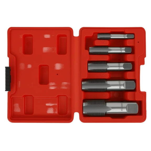 AEVXKHI 5PCS NPT Pipe Tap Set, Carbon Steel Plumbing Threading Tap, Efficient Hand Treading Cutting Tool Multi Size for Pipe