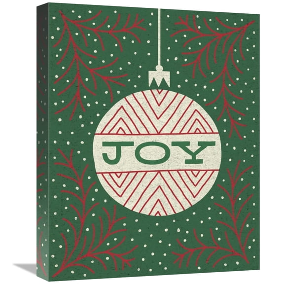 Global Gallery's 'Jolly Holiday Ornaments Joy' By Michael Mullan Stretched Canvas Wall Art