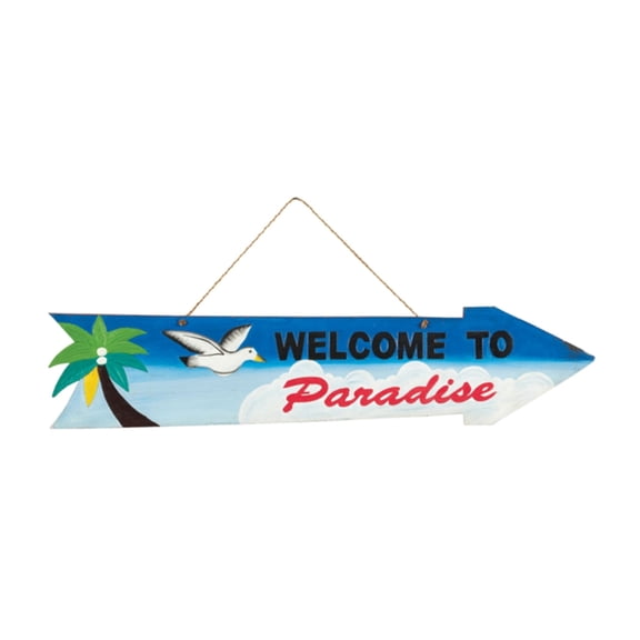 Wooden Welcome to Paradise Front Porch Wall Plaque House Sign