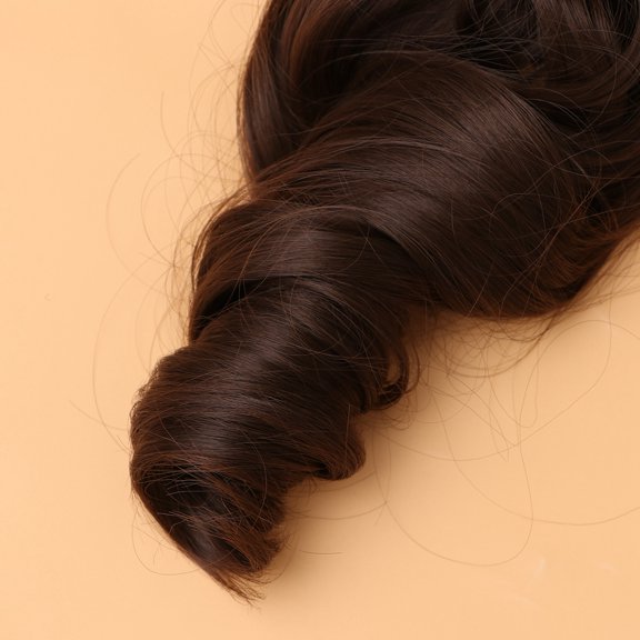 Yardwe 1Pc High Temperature Fiber Dark Brown Curly Wig with Claw Clip for Decoration