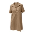 thumbnail image 6 of Summer Dress for Women Collared Short Sleeve Half Button Down Loose Casual Solid Dress with Pockets, 6 of 7