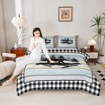 thumbnail image 4 of Castle Fairy Woodland Wildlife Bear 3 Pieces Queen Comforter Set for Female Men Women,Rustic Cabin Cottage Ultra Soft Bedding Sets,Geometric Plaid Grid Bedding Comforter Set Breathable, 4 of 8