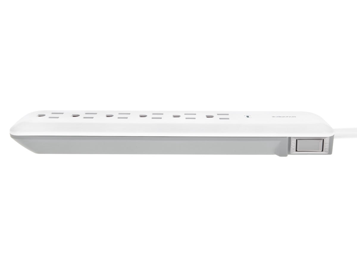 Monoprice Power & Surge - 6 Outlet Slim Surge Protector Power Strip - 3 Feet - - White | Cord UL Rated 540 Joules With Power/Circuit Breaker Switch