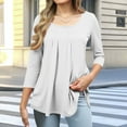 thumbnail image 2 of Plebaso 3/4 Length Sleeve Womens Tops Crew Neck Dressy Casual Blouse Women's Trendy Summer Tunic Shirts, 2 of 6