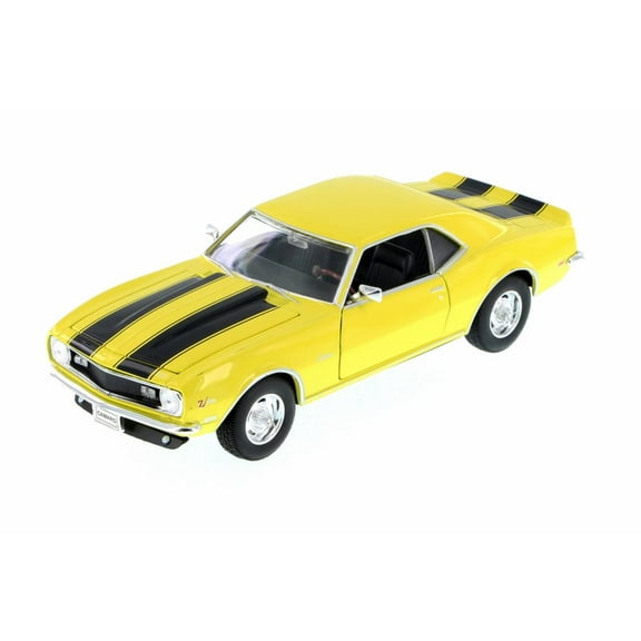 1968 Chevy Camaro Z28, Yellow w/ Black - Welly 22448WYL - 1/24 Scale Diecast Model Toy Car