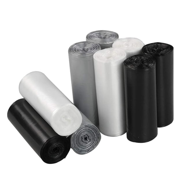 Wekioger 1.2 Gallon Small Garbage Bags, 9 Rolls / 225 Counts (Clear, Gray, Black)