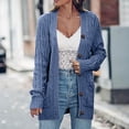 thumbnail image 2 of Womens Cable Knit Cardigan Sweaters Long Sleeve Open Front Fall Outwear Coat Button Down Knitwear Sweaters Ladies Cardigan ZA Blue,M, 2 of 7