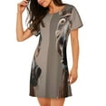 thumbnail image 2 of Easygdp Funny Horse Faces Expressions Camisón de manga corta para mujer, informal, estampado, 2 of 6