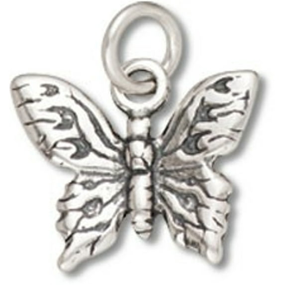 Sterling Silver 24" Unisex 1.5mm Box Chain 3D Detailed Butterfly Pendant Necklace