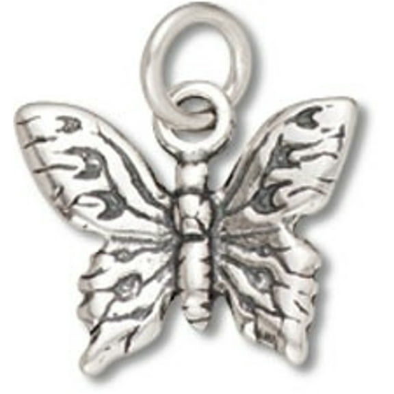 Sterling Silver 16" .8mm Box Chain 3D Detailed Butterfly Pendant Necklace