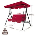 thumbnail image 6 of 3-Seats Outdoor Porch Swing, Patio Swing Chairs with Adjustable Canopy & Durable Steel Frame, Outdoor Swings for Adults, Removable Cushion for Garden, Yard, Balcony(Red), 6 of 8