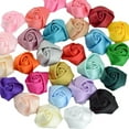thumbnail image 3 of Nvzi-a 20PCS Satin Ribbon Rose,Handmade Fabric Flowers for DIY Sewing Crafts Appliques Weddings Clothing Decor,Red, 3 of 4