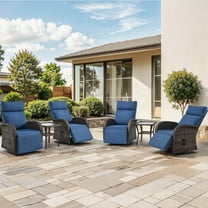 Bellefurn Outdoor Swivel Recliner Chairs Set of 6,Patio Wicker Recliner Chairs Outdoor Lounge Chairs with Thickness Cushions,Adjustable Angle,Reclining Lounge Chair for Outdoor,Pool,Garden