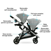 Graco Ready2Grow LX 2.0 Double Stroller Features Bench Seat and Standing Platform Options, Clark, Grey