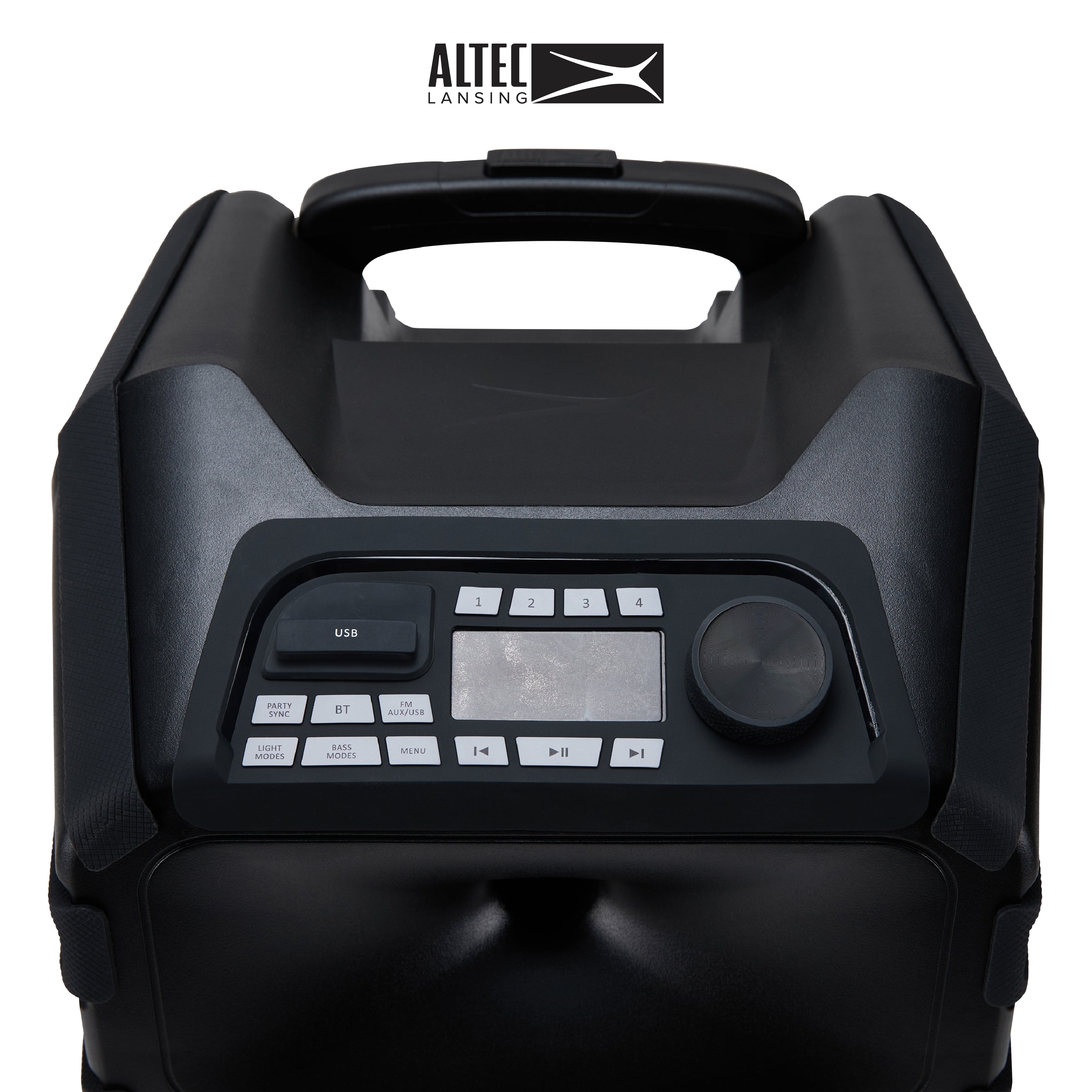 Altec Lansing Sonic Boom 120 Bluetooth Party Speaker, 120W IP67 Waterproof Portable Speaker with Wheels & Handle, Up to 12H playtime & LED Party Lights, Bass Boost, FM Radio, Karaoke Mic/AUX Input