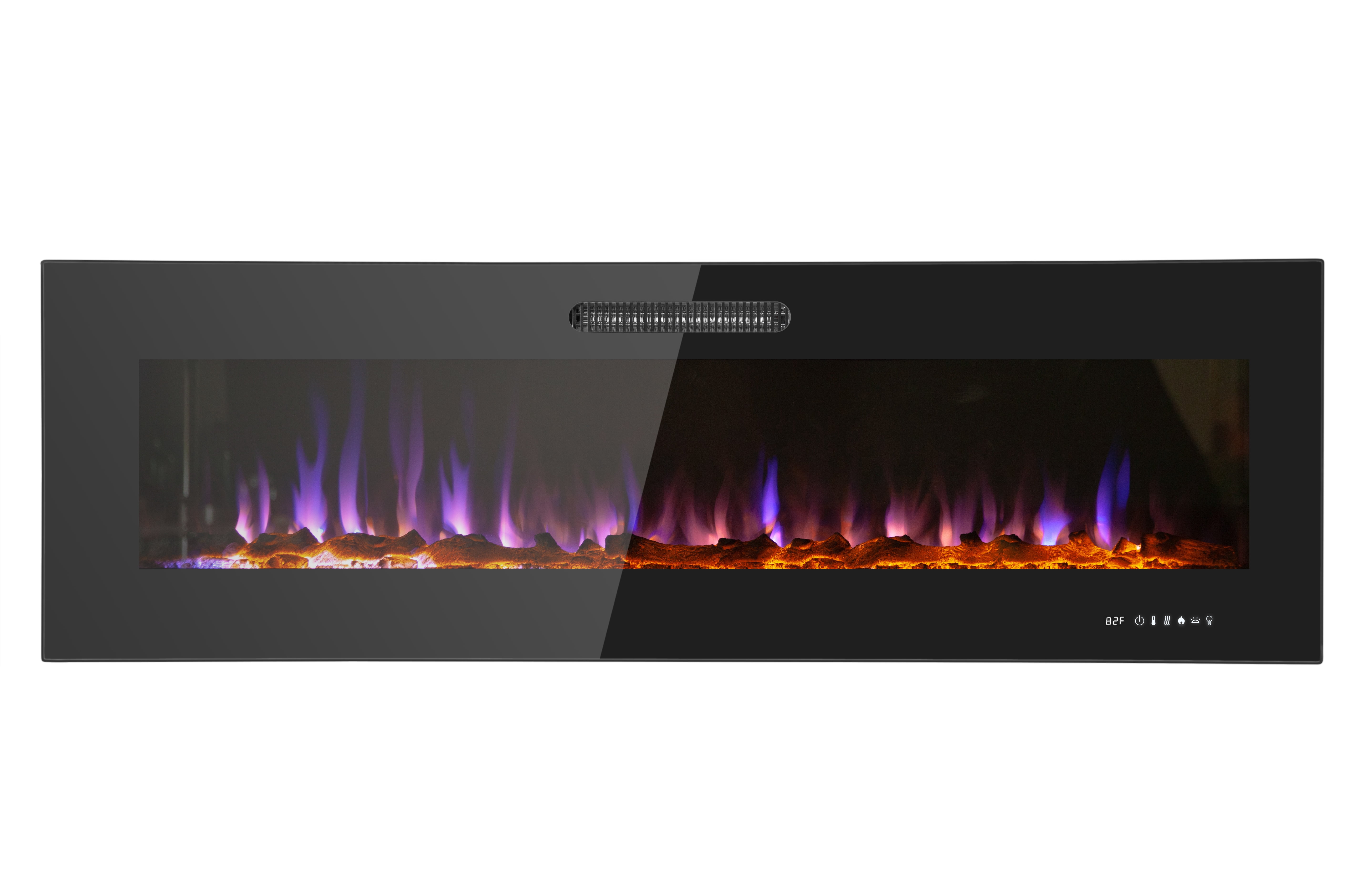 Prominence Home 60x19" Electric Remote Controlled LED Wall Mount Fireplace with Adjustable Heat and Brightness Settings