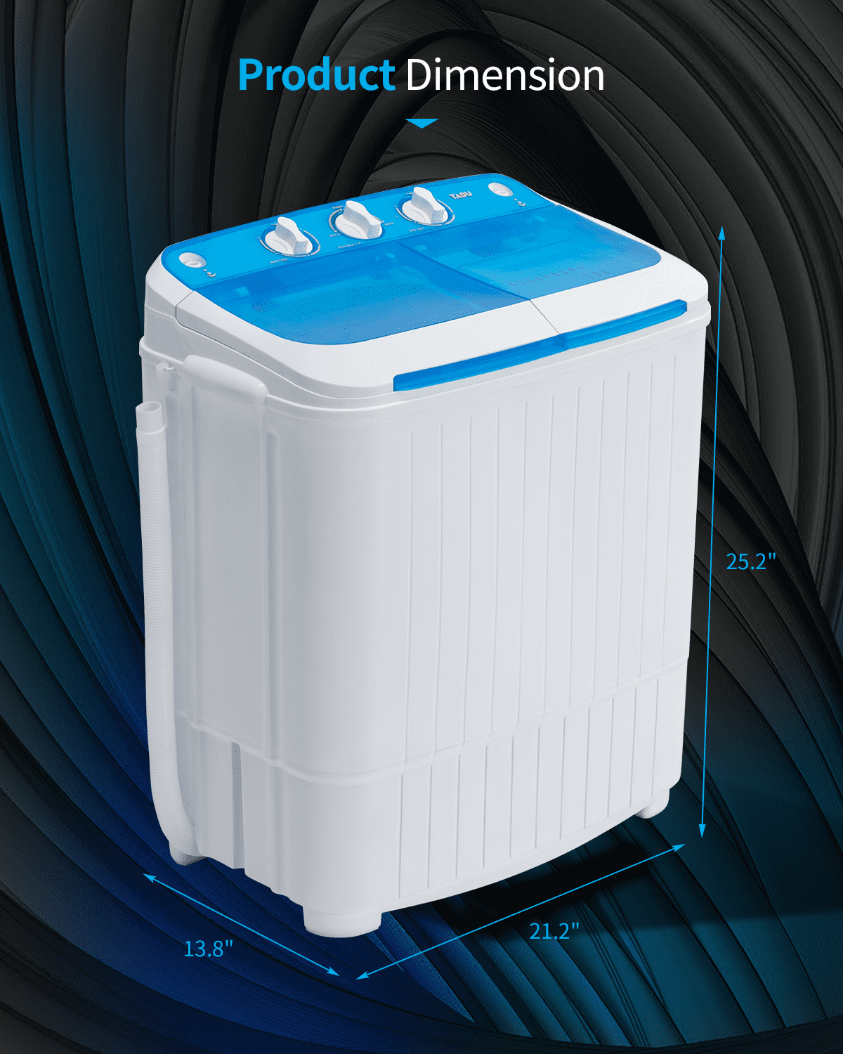 TABU 16.5lbs Portable Washing Machine, Electric Twin Tub Wash&Spin Combo,Semi-Automatic Washer,White&Blue