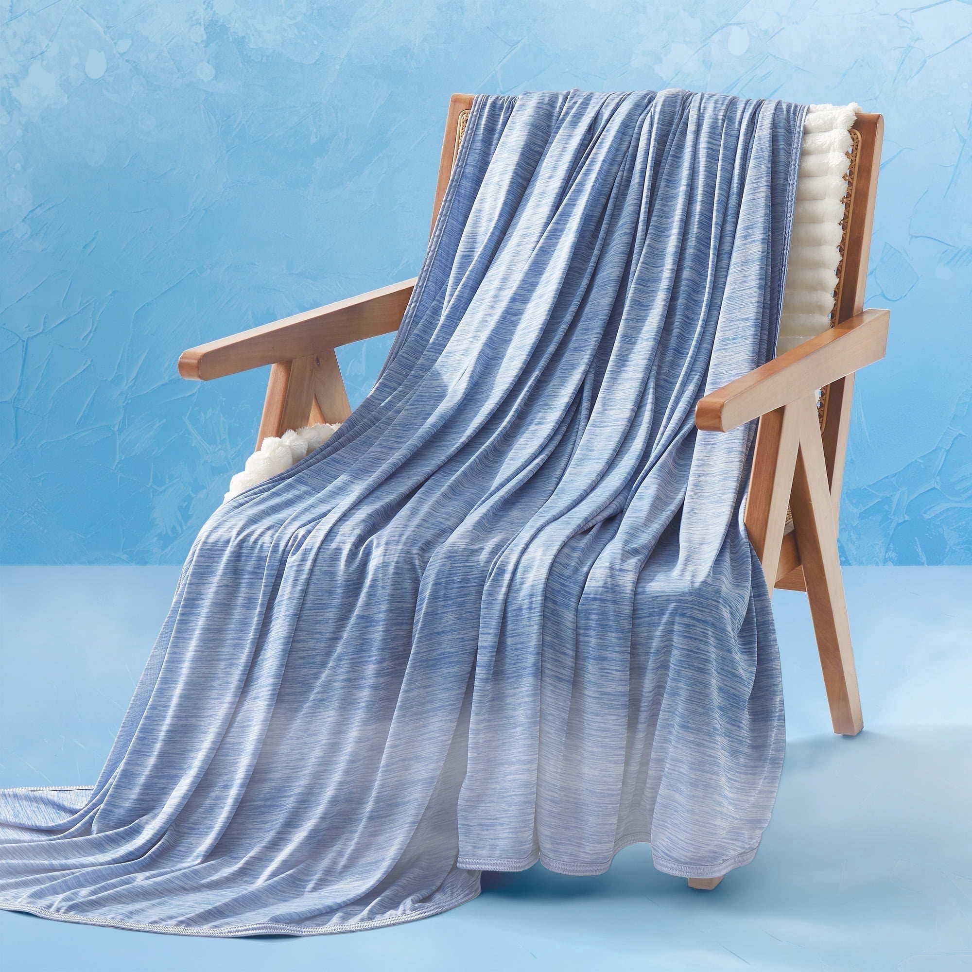 Sonive 90" x 90" Cooling Blanket, Double-Sided Summer Cool-Touch Throw, Blue