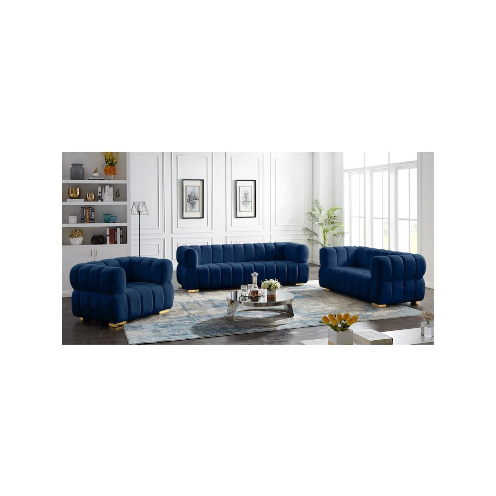 Meridian Furniture Gwen Navy Velvet Loveseat