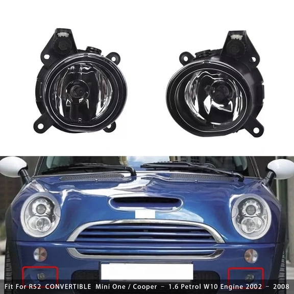Pair of Front Bumper Fog Lights for Mini Cooper One R50 R52 R53, OEM 63176925050