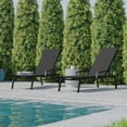 thumbnail image 2 of Flash Furniture Brazos Set of 2 Adjustable Chaise Lounge Chairs with Arms, All-Weather Outdoor Five-Position Recliners, Black/Black, 2 of 13