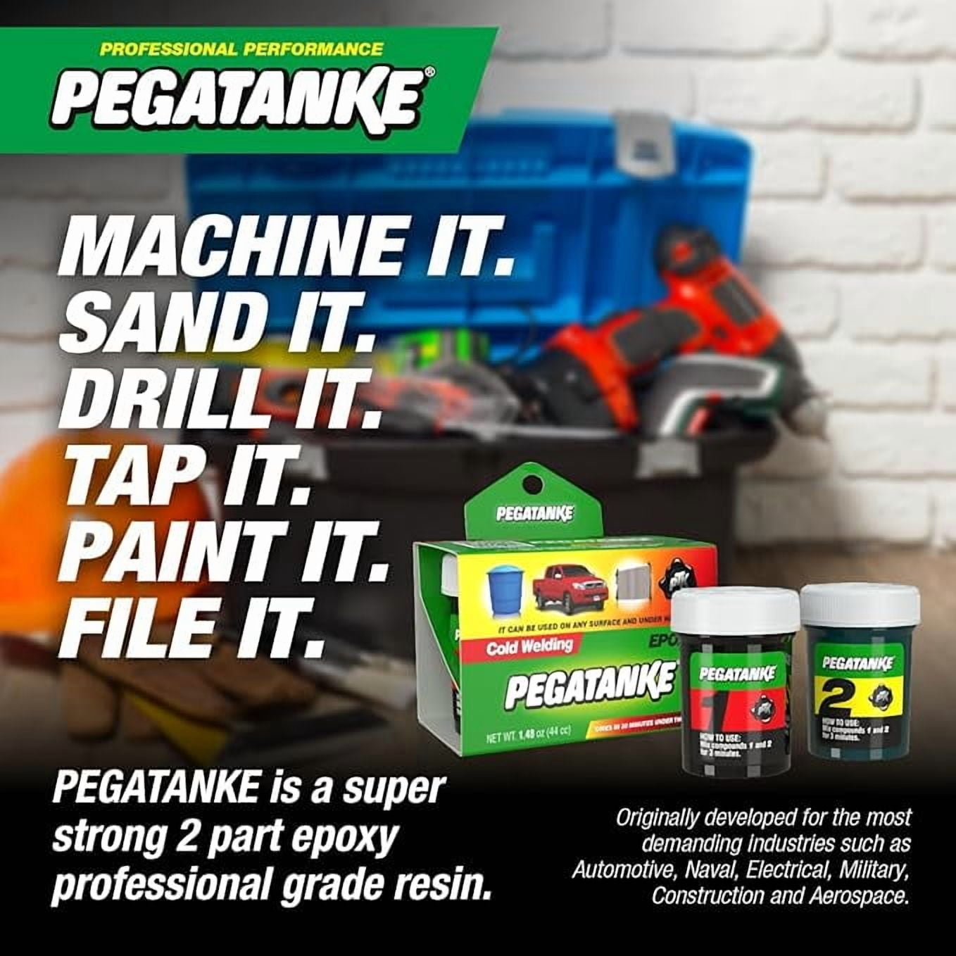 PEGATANKE Black 2 Part Epoxy Resin & Cold Weld Adhesive | High Strength Liquid Metal Glue for Fuel Tanks & General Repair | High Temperature Epoxy for Cold Welding Waterproof Bonds (1.48 oz)